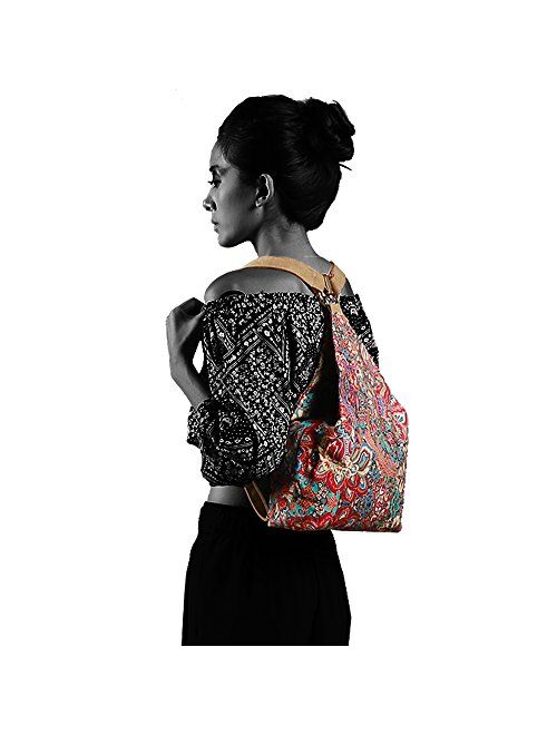 Black Butterfly Women's national wind new canvas bag shoulder bag backpack (small)