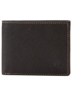 Men's Leather Wallet with Attached Flip Pocket, Black (Blix), One Size