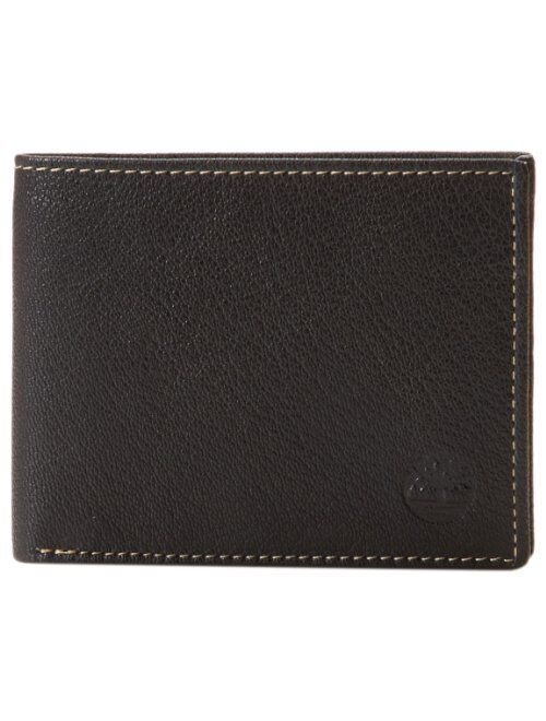 Timberland Men's Leather Wallet with Attached Flip Pocket, Black (Blix), One Size