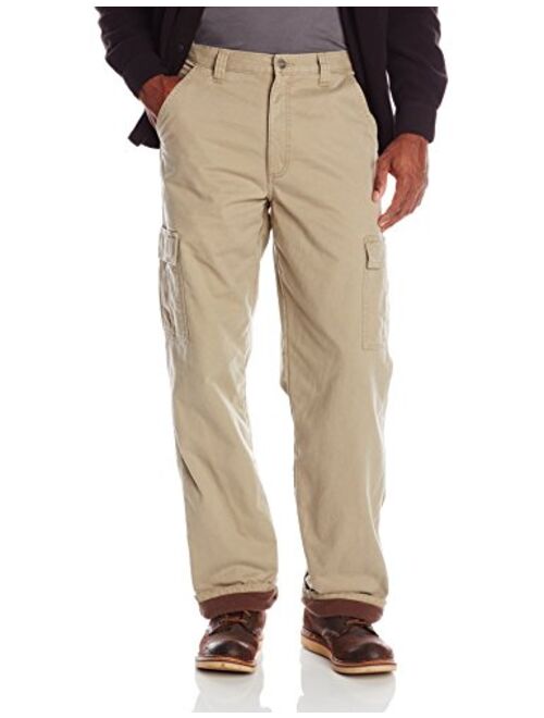 Wrangler Authentics Men's Fleece Lined Cargo Pant, British Khaki Twill, 32W x 34L