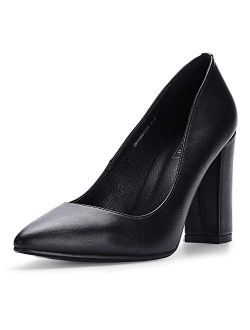 Women's IN4 Chunky-HI Block High Heels Closed Pointed Toe Pumps Dress Office Shoes for Women