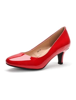 Women's Classic Low Heels Dress Pumps 2 Inch Kitten Heel Round Toe Office Wedding Shoes