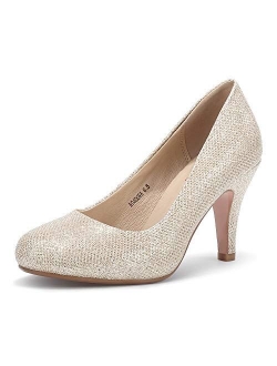 Women's Classic Low Heels Dress Pumps 2 Inch Kitten Heel Round Toe Office Wedding Shoes