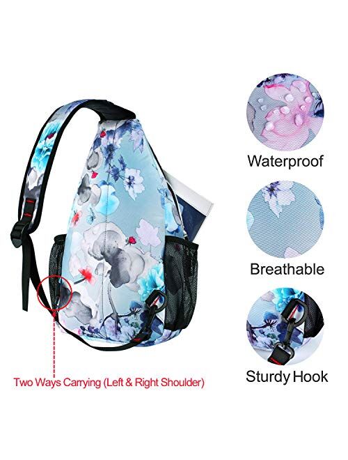 MOSISO Sling Backpack,Travel Hiking Daypack Pattern Rope Crossbody Shoulder Bag, Ink-wash Painting