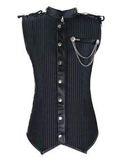 Charmian Men's Spiral Steel Boned Victorian Steampunk Gothic Waistcoat Vest