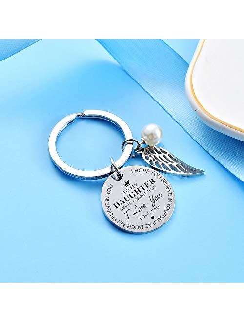to My Daughter Keychain from Dad Mom Inspirational Gift Never Forget That I Love You Forever Birthday Gift Graduation Gifts