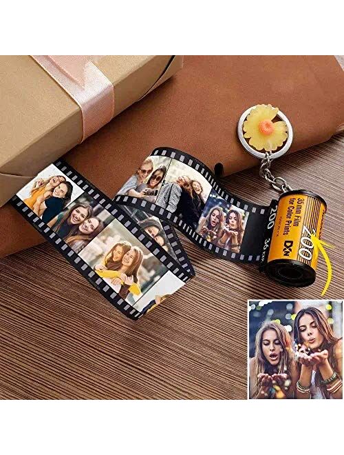 Keychains Personalized Photo with Picture Colorful Custom Camera Film Roll Keychain MultiPhoto Key Rings Photo Reel Album Vintage Retro Unique Custom Gift