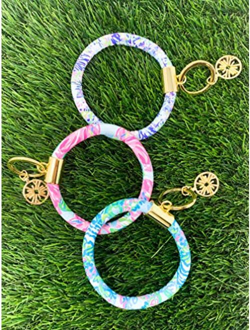 Lilly Pulitzer Leatherette Round Key Ring Keychain Bracelets