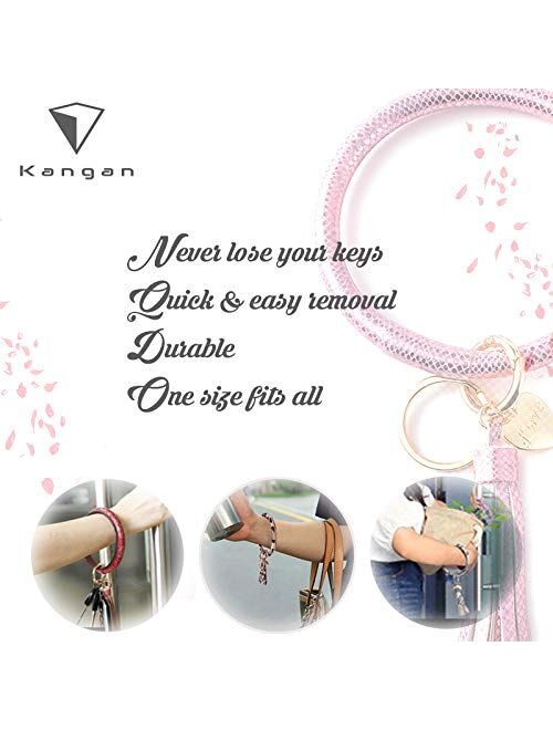 Kangan Key Ring Wristlet Keychain Bracelets Bangle Keyring - Large Circle Leather Tassel Bracelet Holder For Women Gift