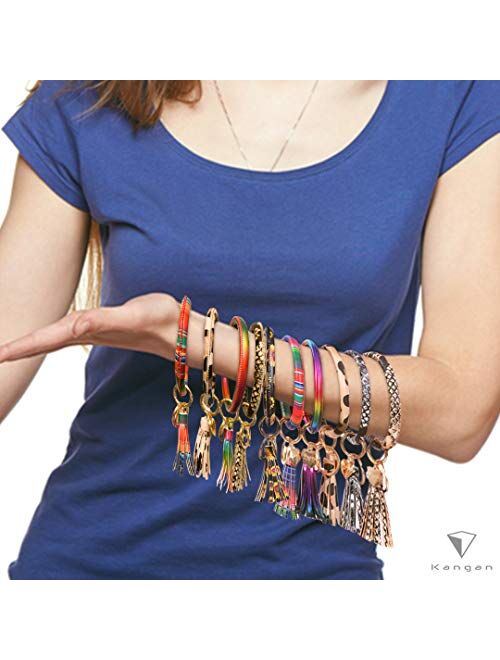 Kangan Key Ring Wristlet Keychain Bracelets Bangle Keyring - Large Circle Leather Tassel Bracelet Holder For Women Gift