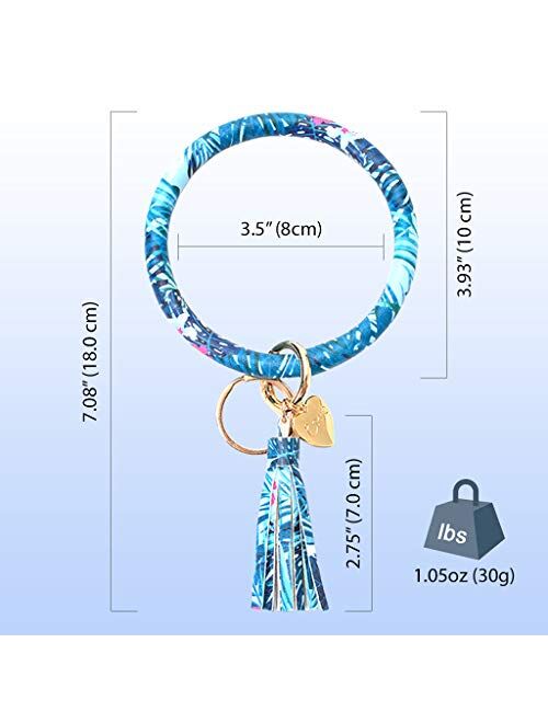 Kangan Key Ring Wristlet Keychain Bracelets Bangle Keyring - Large Circle Leather Tassel Bracelet Holder For Women Gift