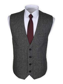 Ruth&Boaz3Pockets4ButtonsWoolHerringboneTweed Business SuitVest