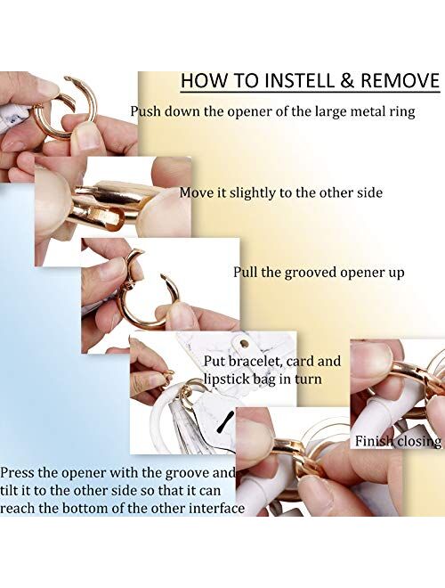 BIHRTC Wristlet Keychain Wallet Bracelet Keychain Pocket Card Holder Tassel Keyring with Charpstick Holder for Women