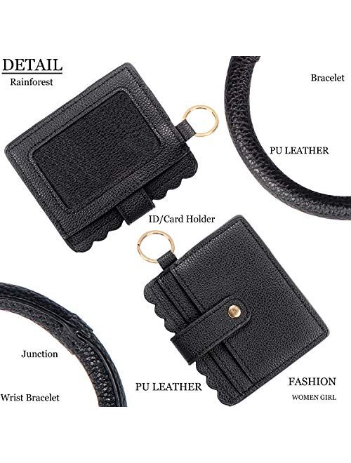 BIHRTC Wristlet Keychain Wallet Bracelet Keychain Pocket Card Holder Tassel Keyring with Charpstick Holder for Women