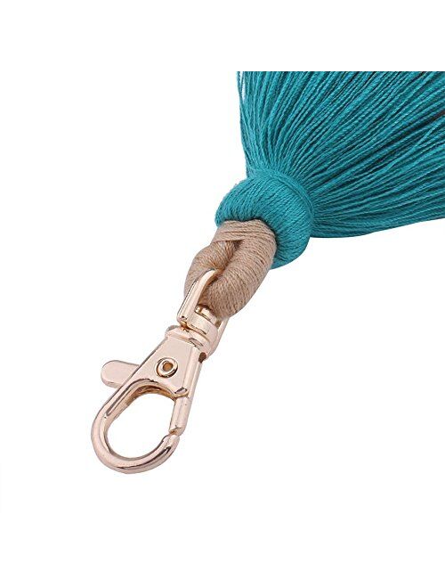 BRUCEWANG Pom Pom Tassel Colorful Bohemian Handbag Charms Rainbow Key Chain Cotton Tassel Fashion Accessories for Women