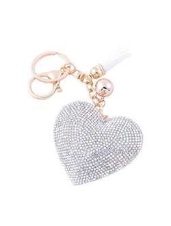Soleebee Glitter Keychain Premium SS6 Crystal Tassel Key Chain Leather Bag Charm for Women Girls