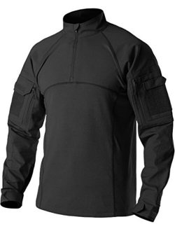 Men's Combat Shirt Tactical 1/4 Zip Assault Long Sleeve Military BDU Shirts Camo EDC Top