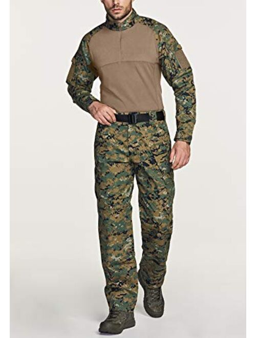 CQR Men's Combat Shirt Tactical 1/4 Zip Assault Long Sleeve Military BDU Shirts Camo EDC Top