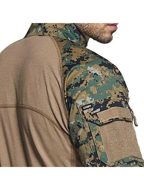 CQR Mens Combat Shirt Tactical 1/4 Zip Assault Long Sleeve Military BDU Shirts Camo EDC Top 