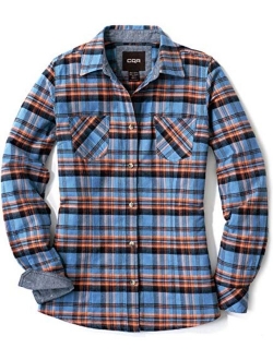 Women's Plaid Flannel Shirt Long Sleeve, All-Cotton Soft Brushed Casual Button Down Shirts