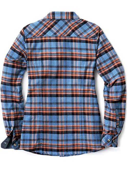 CQR Women's Plaid Flannel Shirt Long Sleeve, All-Cotton Soft Brushed Casual Button Down Shirts