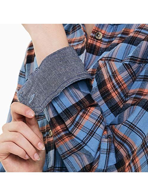 CQR Women's Plaid Flannel Shirt Long Sleeve, All-Cotton Soft Brushed Casual Button Down Shirts