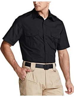 Men's Short Sleeve Work Shirts, Ripstop Military Tactical Shirts, Outdoor UPF 50  Breathable Button Down Hiking Shirt
