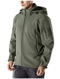 Men's Winter Tactical Military Jackets, Lightweight Waterproof Fleece Lined Softshell Hunting Jacket w Hoodie