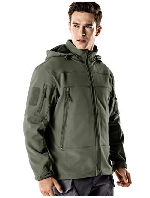 CQR Men's Winter Tactical Military Jackets, Lightweight Waterproof Fleece Lined Softshell Hunting Jacket w Hoodie