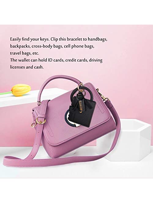 Multifunctional Wristlet Bracelet Keychain Wallet, ID Card Holder, PU Bangle Key Ring Card Purse Credit Card Pocket Tassel for Women