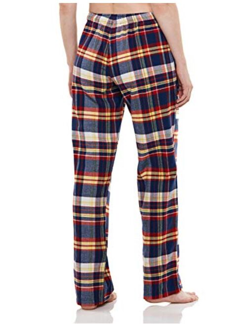 CQR Women's 100% Cotton Flannel Plaid Pajama Pants, Brushed Soft Lounge & Sleepwear PJ Bottoms with Pockets