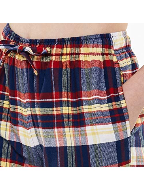 CQR Women's 100% Cotton Flannel Plaid Pajama Pants, Brushed Soft Lounge & Sleepwear PJ Bottoms with Pockets