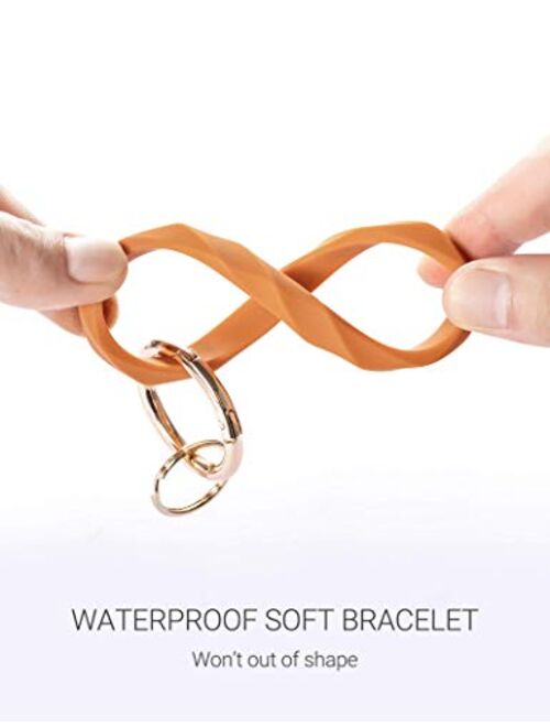 Mymazn Silicone Bangle Keychain Bracelet Key Ring holder for Women Girls Gift Wristlet Round Keyring