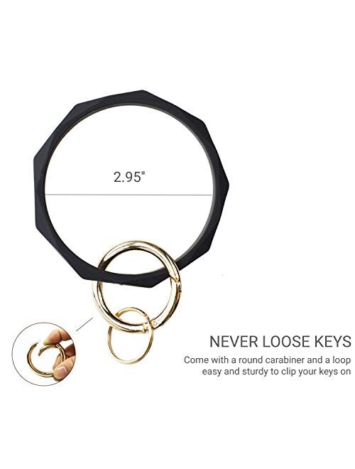 Mymazn Silicone Bangle Keychain Bracelet Key Ring holder for Women Girls Gift Wristlet Round Keyring
