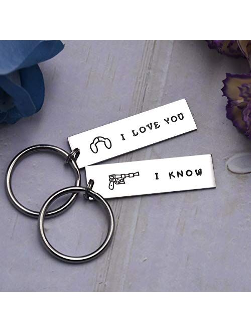 LParkin Couple Gifts for Him and Her Wedding Gifts Star Wars Jewelry I Love You I Know Keychain Girlfriend Boyfriend Husband Wife