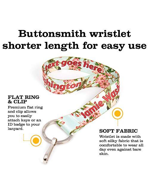 Buttonsmith Floral Lanyard - Premium with Buckle, Breakaway and Wristlet - Made in The USA