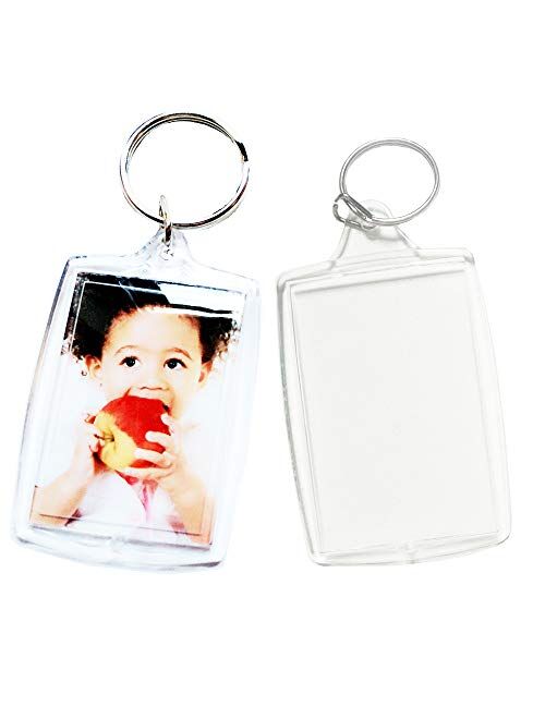 30pcs Acrylic Photo Frame Keyring,2.16 x 1.5inch/5.5 x 4cm Keychains Personalized Photo,Clear Picture Keychain as Gift,Suit for Artwork