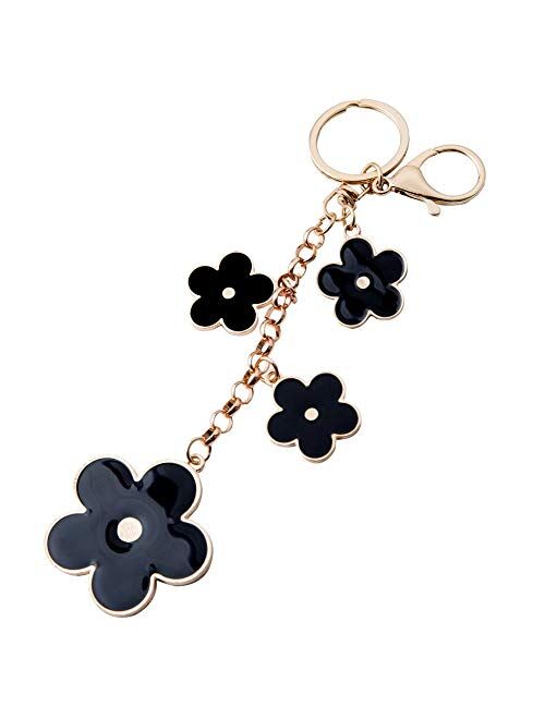 Giftale Women's Flower Bag Charms Enameled Keychain Purse Accessories