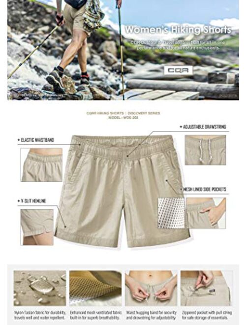 CQR Women's Hiking Shorts, Quick Dry Lightweight Travel Shorts, UPF 50+ UV/SPF Stretch Camping Shorts, Outdoor Apparel