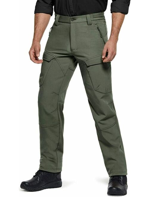 CQR Men's Fleece Lined Tactical Cargo Pants, Water Repellent Softshell Work Pant