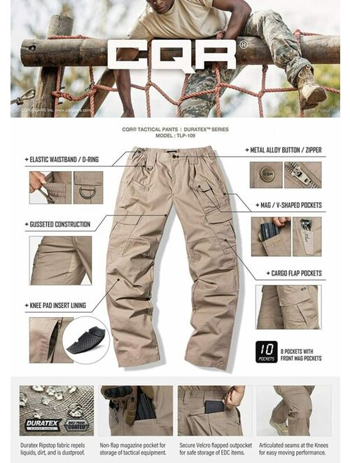 Buy CQR Men's Tactical Pants, Water Repellent Ripstop Cargo Pants ...