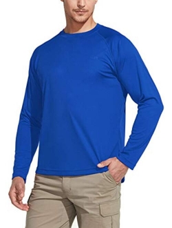 Men's UPF 50  Outdoor Long Sleeve Shirts, UV Sun Protection Loose-Fit Water T-Shirts, Running Workout Shirt