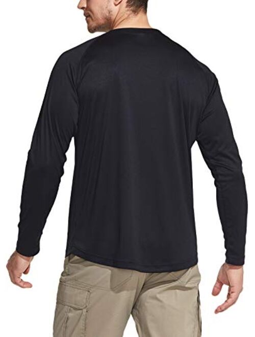CQR Men's UPF 50+ Outdoor Long Sleeve Shirts, UV Sun Protection Loose-Fit Water T-Shirts, Running Workout Shirt