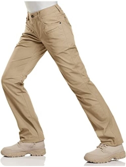 Women's Flex Stretch Tactical Pants, Water Repellent Ripstop Work Pants, Elastic Waist Straight/Cargo Pants with Pockets