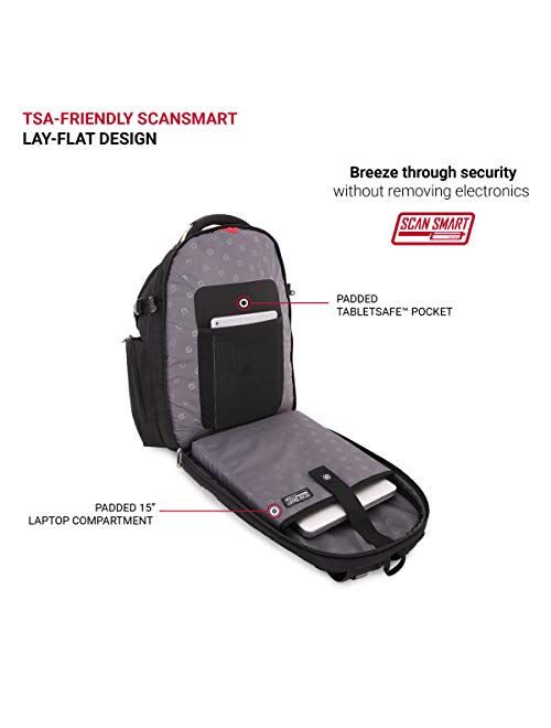 SWISSGEAR 5709 ScanSmart Laptop Backpack | Fits Most 15 Inch Laptops and Tablets | TSA Friendly Backpack | Ideal for Work, Travel, School, College, School, and Commuting-