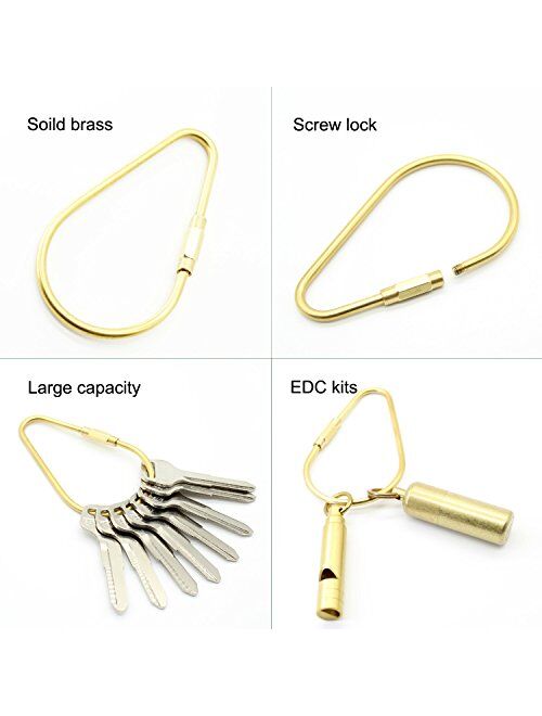 PPFISH Durable Brass Screw Lock Clip Key Chain Ring, Simple Style Car Keychain for Men Women (Pack of 2)