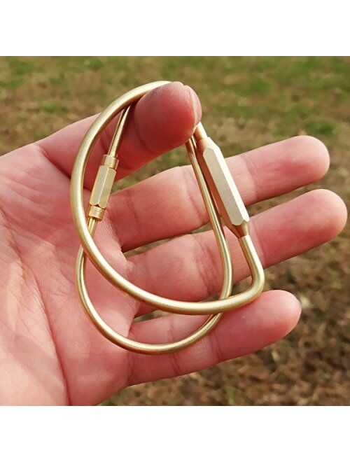 PPFISH Durable Brass Screw Lock Clip Key Chain Ring, Simple Style Car  keychain for Men Women (2PCS)