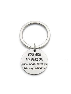 You are My Person You Will Always Be My Person Best Friends Gift Stainless Steel Pendant Keychain Key Ring