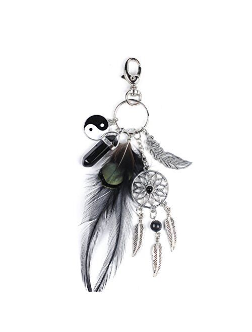 Pom Pom Tassel Keychain for Women - Car Mirror Hanging Keyring Accessories, Bag Charm for Sisters, Friends, Kids