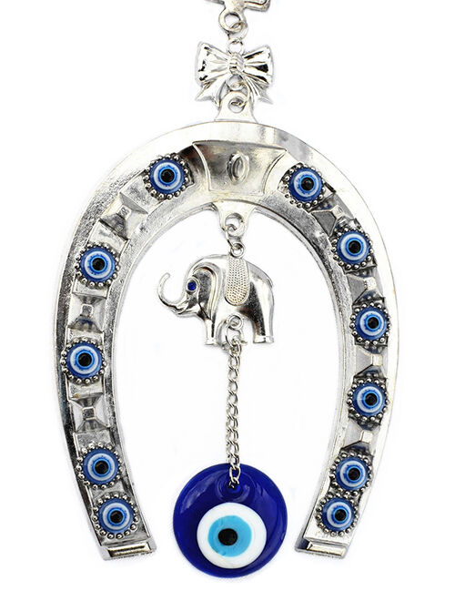 Turkish Blue Evil Eye Horseshoe Lucky Elephant Wall Car Hanging Amulet Decor for Protection